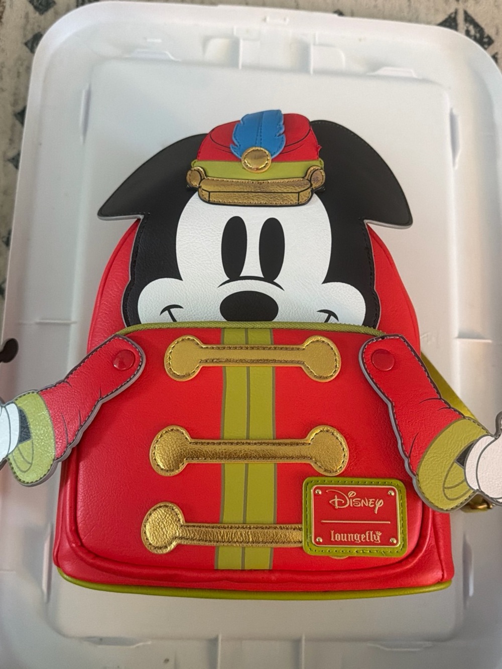 Loungefly Red Mickey Mouse Band Leader Crossbody with Gold & Green Accents